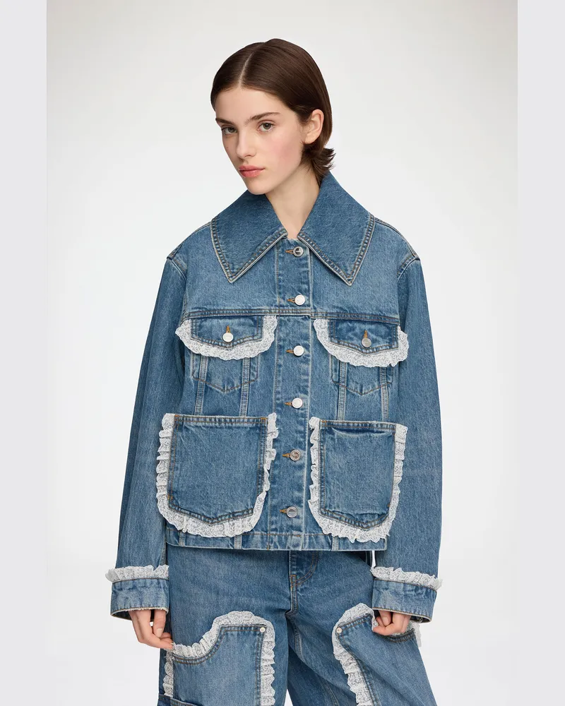 Ganni blau Jacke aus robustem Denim Bio-Baumwolle - Größe Blau