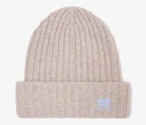 Beanie aus Wollstrick in beige