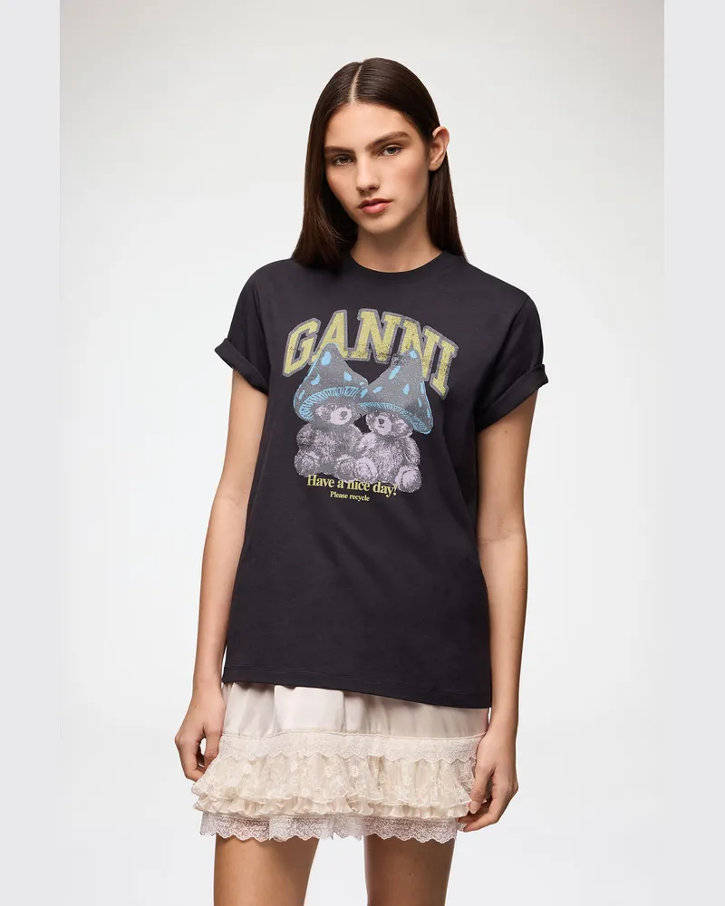 Ganni gemischt T-Shirt mit Pilz-Teddy Bio-Baumwolle - Größe Gemischt
