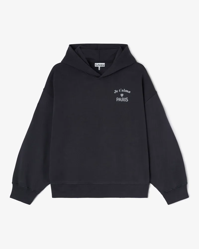 Ganni gemischt Dunkelgrauer Paris Club-Hoodie Bio-Baumwolle - Größe Gemischt