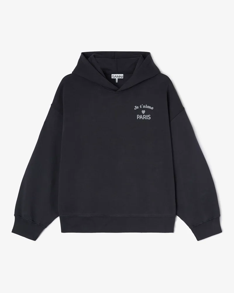 Ganni gemischt Dunkelgrauer Paris Club-Hoodie Bio-Baumwolle - Größe Gemischt