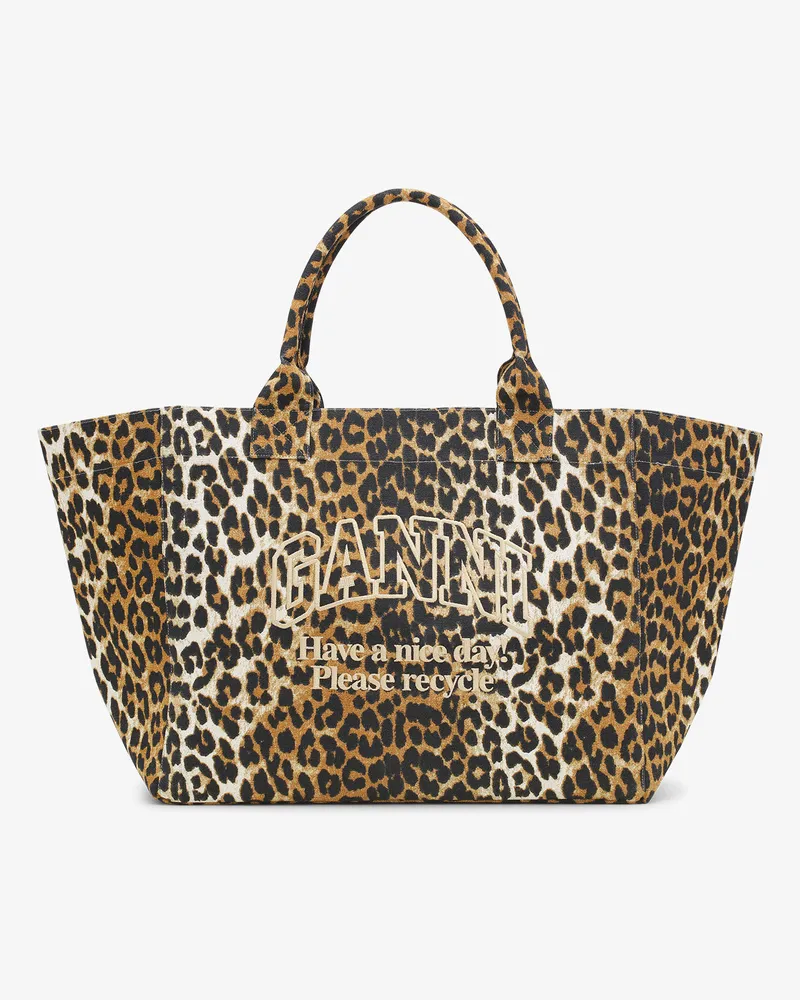 Ganni XXL Tote mit Leopardenmuster gemischt 