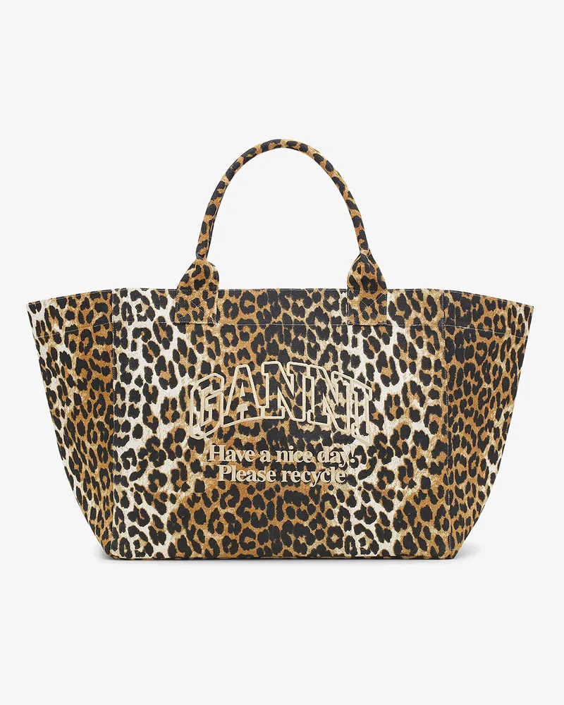 Ganni XXL Tote mit Leopardenmuster gemischt 