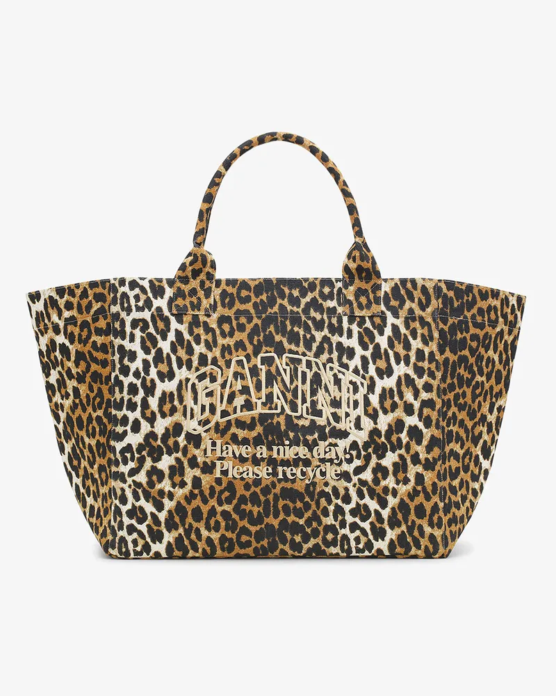 Ganni XXL Tote mit Leopardenmuster gemischt 
