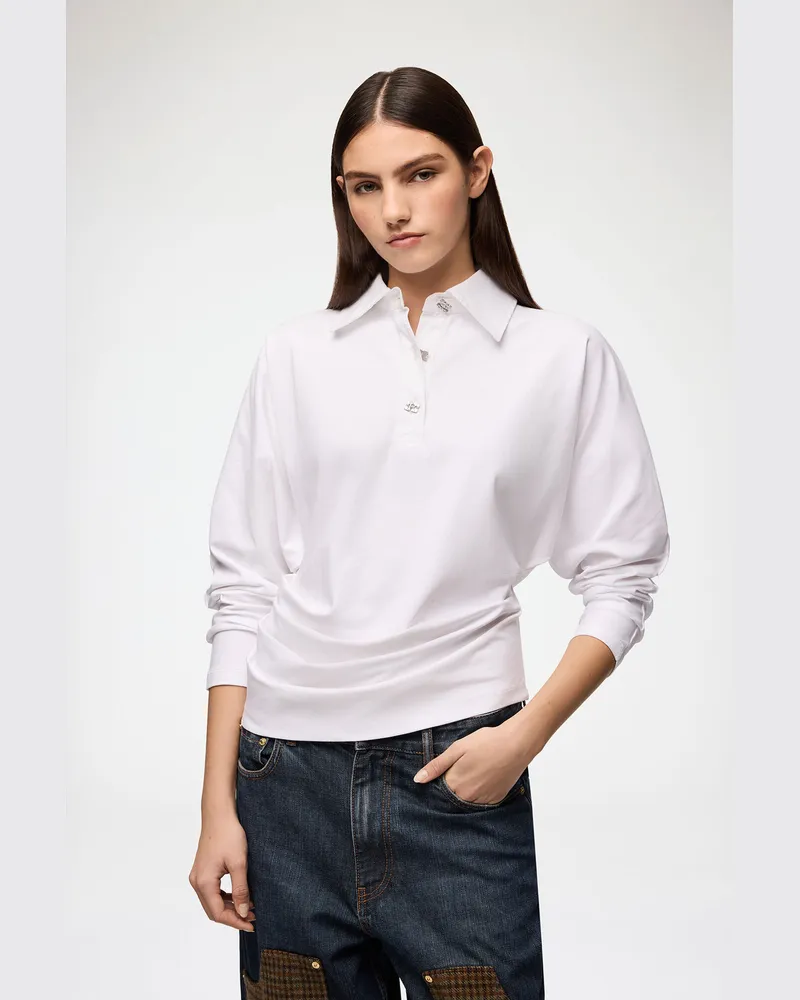 Ganni weiß Poloshirt aus weißem Jerseystoff Bio-Baumwolle - Größe Weiß