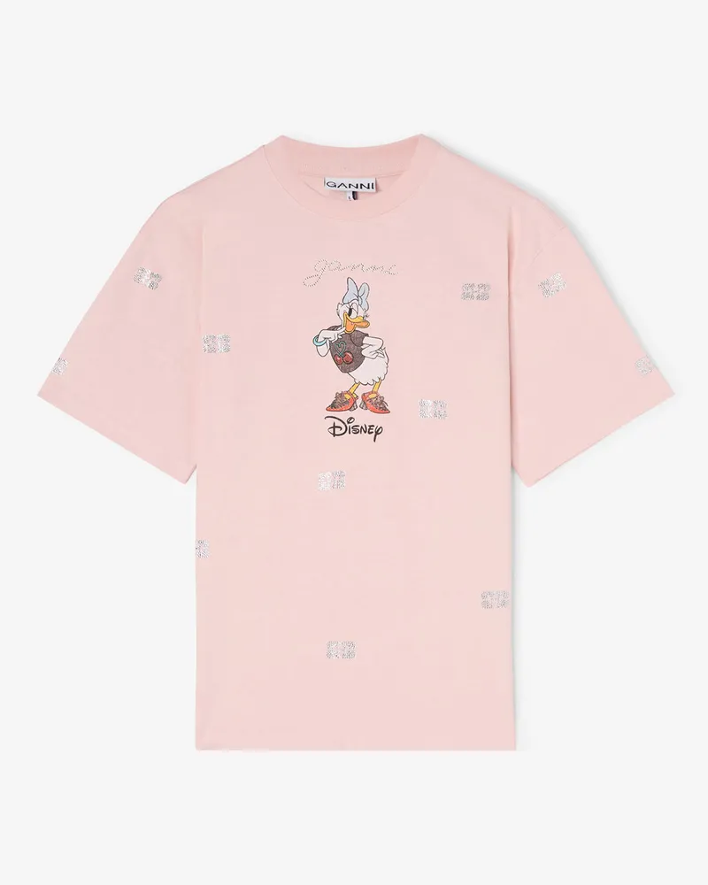 Ganni rosa Rosafarbenes T-Shirt mit Daisy-Duck-Print Bio-Baumwolle - Größe Rosa