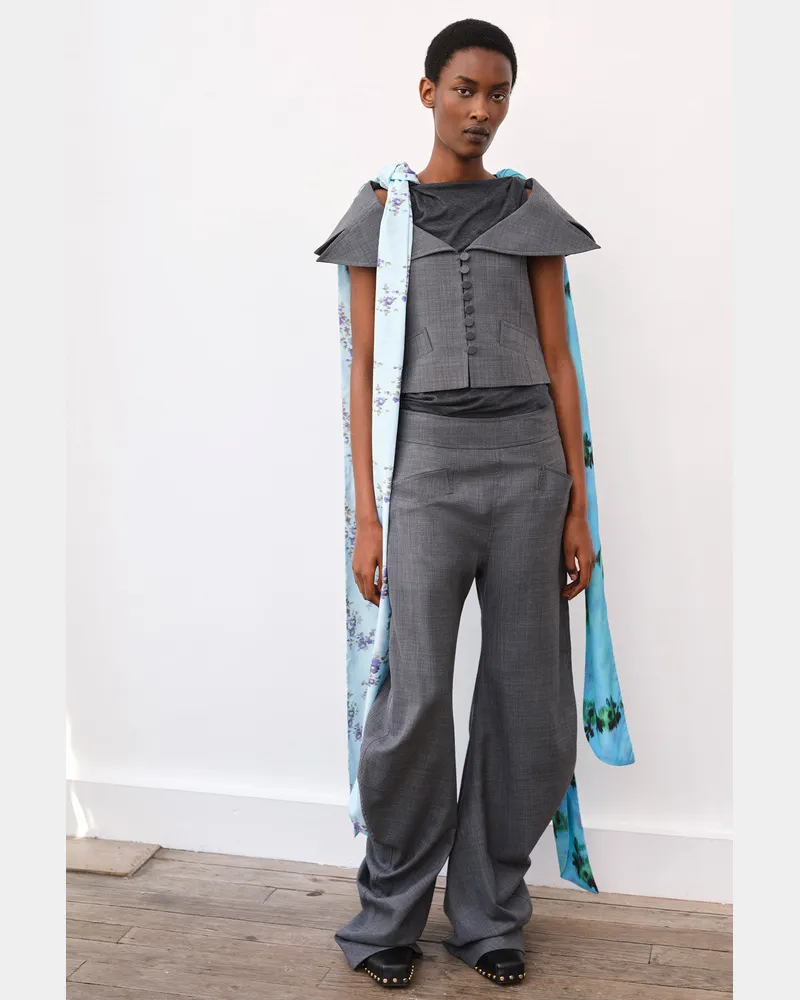 Ganni Hose aus Wollmischung in Grau gemischt Gemischt