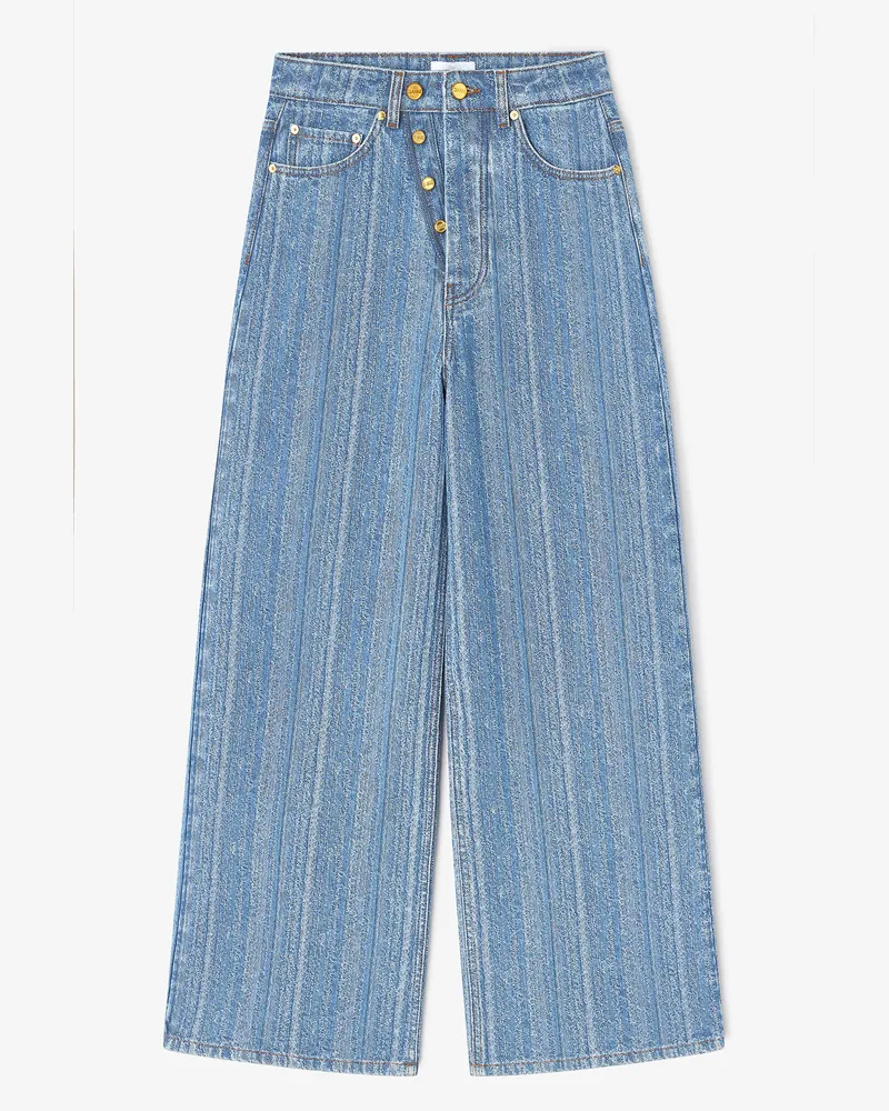 Ganni blau Gestreifte Baggy-Jeans Bio-Baumwolle - Größe Blau