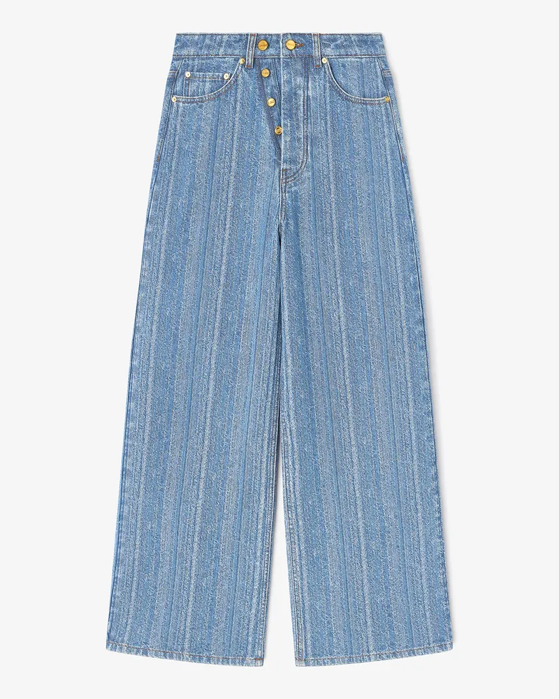 Ganni blau Gestreifte Baggy-Jeans Bio-Baumwolle - Größe Blau