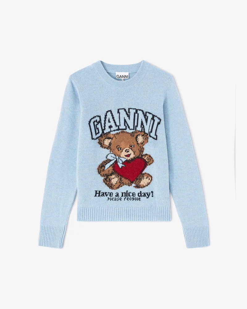 Ganni Wollpullover mit Grafik blau Blau
