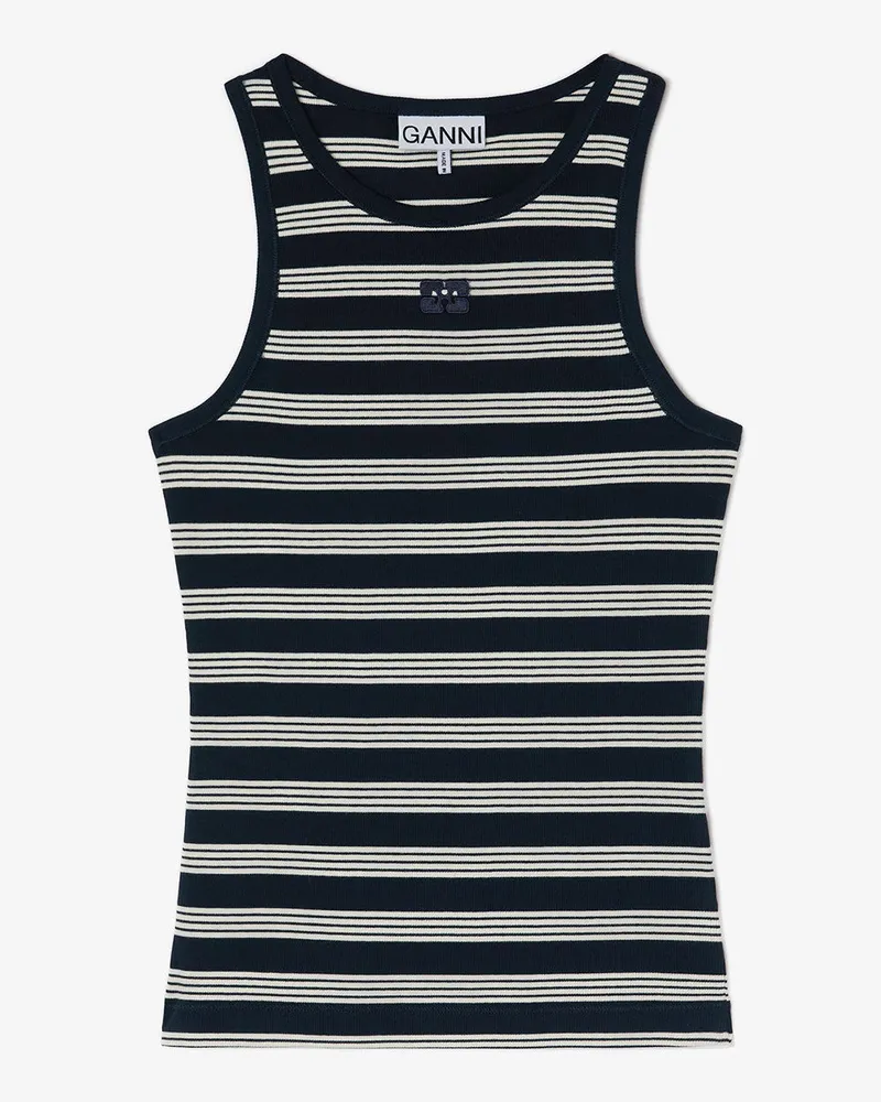 Ganni marineblau Geripptes Tanktop mit Streifen - Größe Marineblau