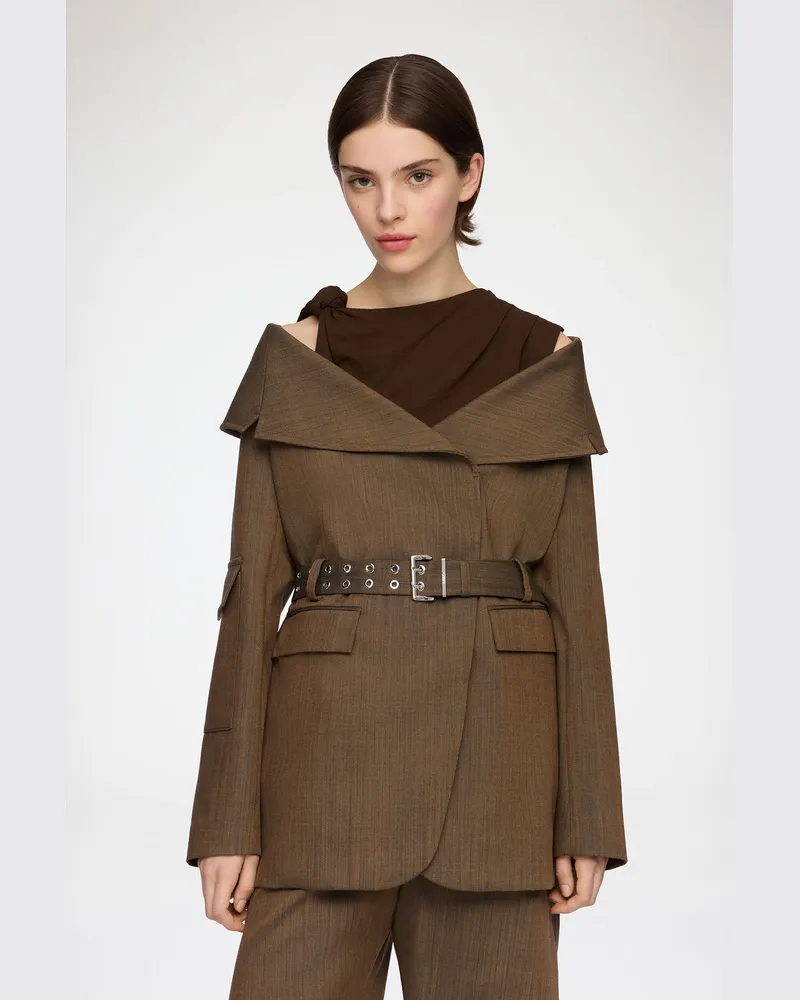 Ganni Canteen Blazer aus Wollmischung in Braun Recycling-Wolle - Größe Canteen