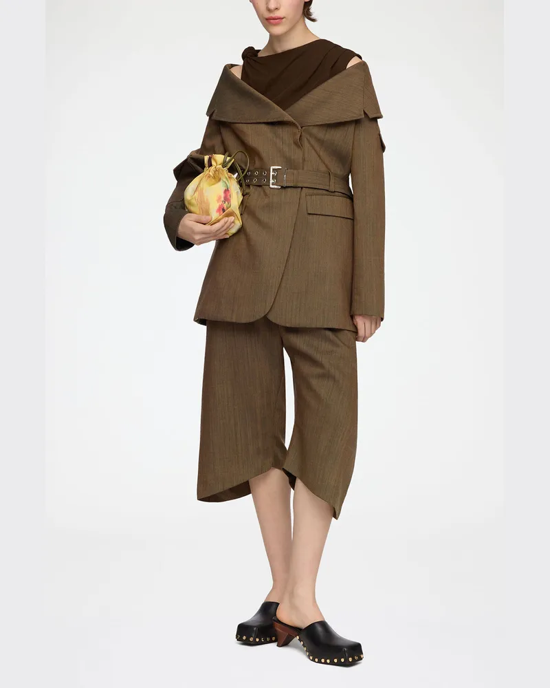 Ganni Canteen Blazer aus Wollmischung in Braun Recycelte Wolle - Größe Canteen