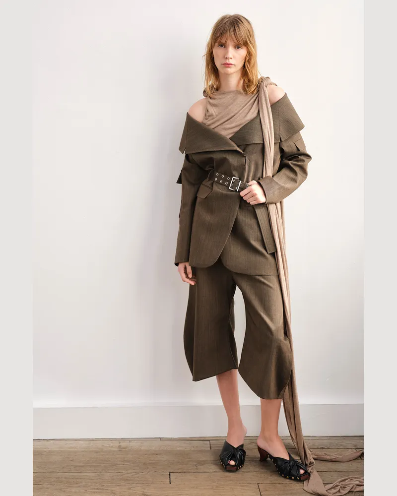 Ganni Canteen Blazer aus Wollmischung in Braun Recycling-Wolle - Größe Canteen