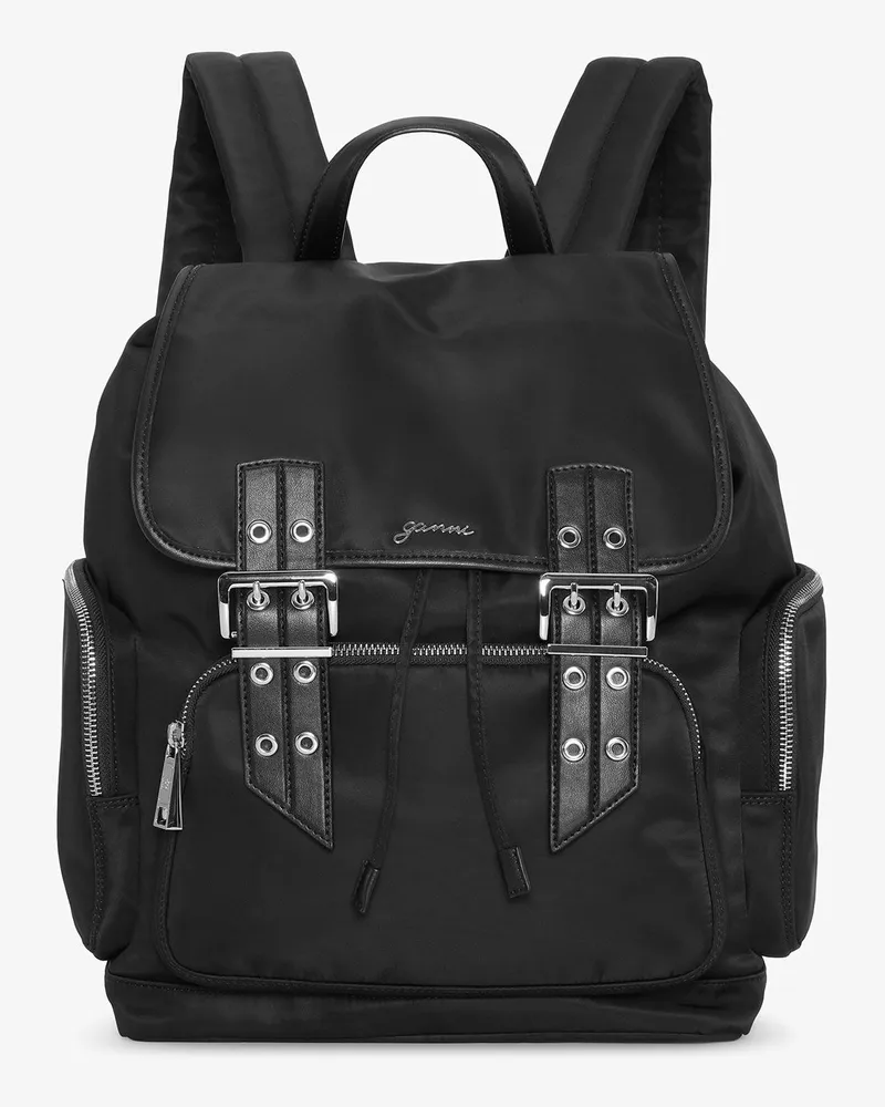 Ganni Schwarzer Bucky-Rucksack aus Nylon schwarz 