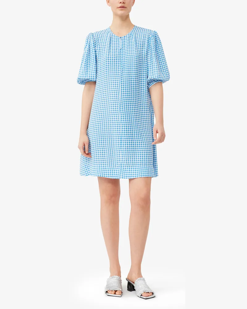 Ganni blau Mini-Kleid aus Crêpe mit Print Viskose - Größe Blau