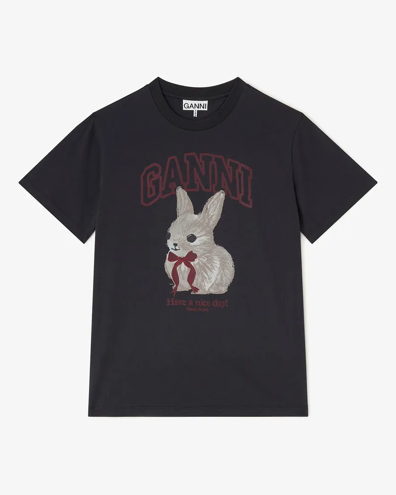 Ganni gemischt Graues T-Shirt mit Animal-Print - Größe Gemischt