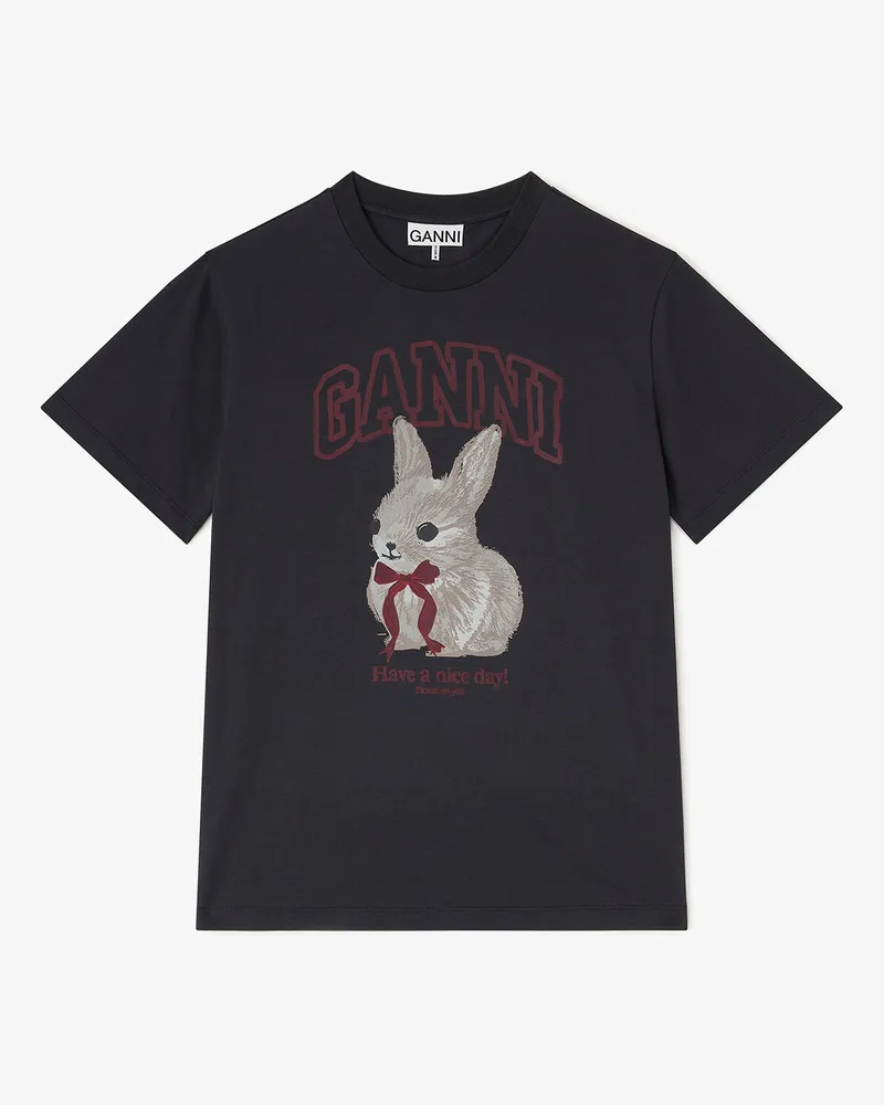 Ganni gemischt Graues T-Shirt mit Animal-Print Bio-Baumwolle - Größe Gemischt