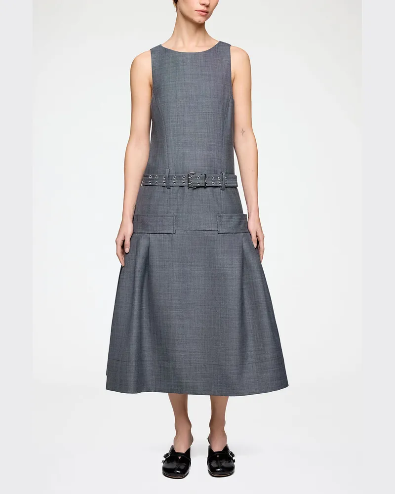 Ganni Kleid aus Wollmischung in Grau gemischt Gemischt