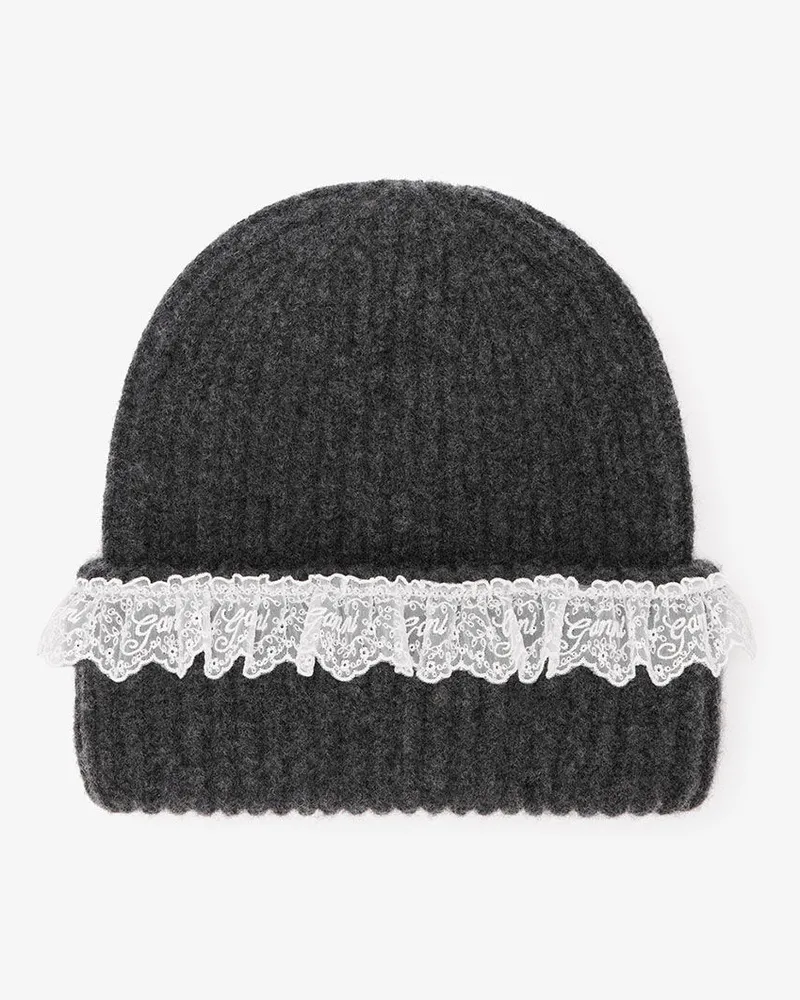 Ganni Beanie aus Spitzenwolle gemischt Gemischt