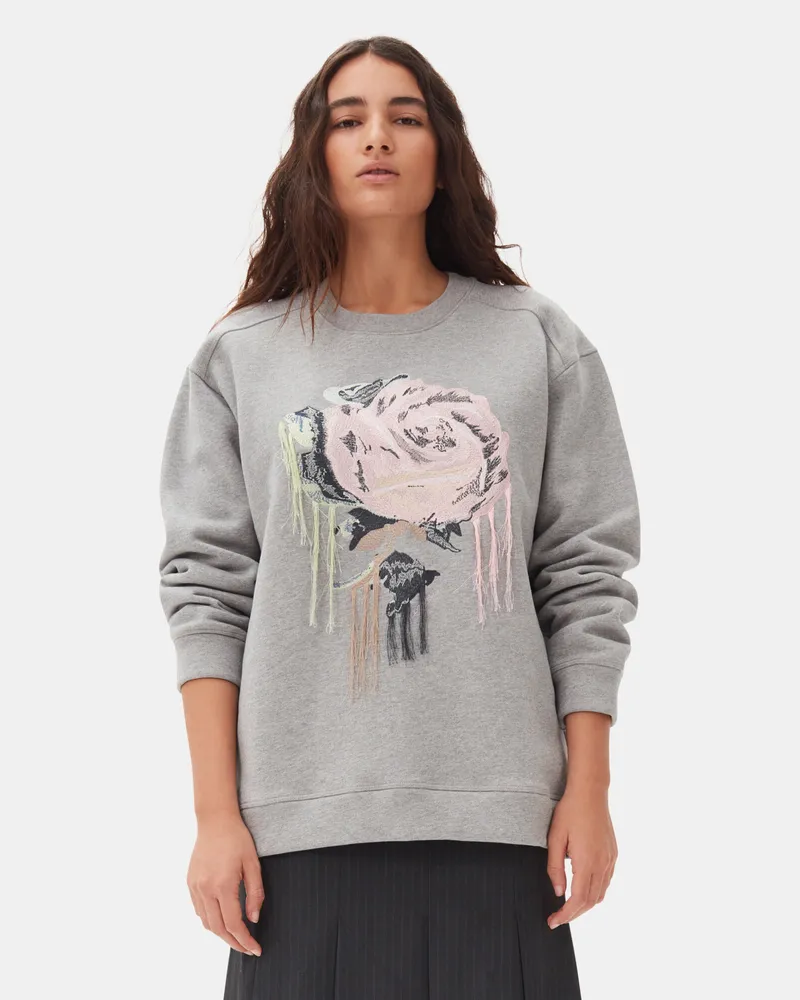 Ganni grau Fleece Sweatshirt Baumwolle - Größe Grau