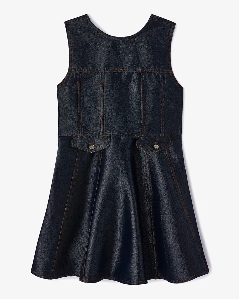 Ganni Glänzendes Minikleid aus Denim marineblau Marineblau