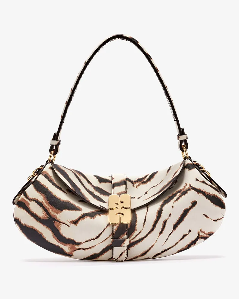 Ganni B-Kat Tasche in Zebra weiß Weiß