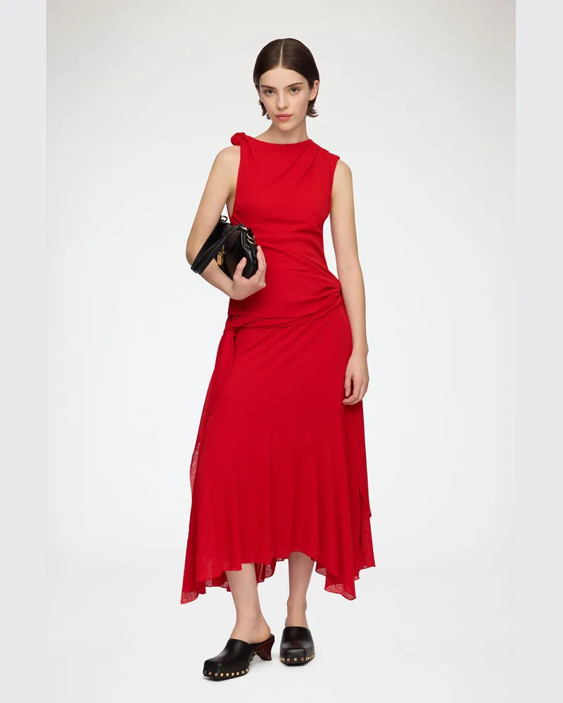 Ganni Langes Kleid aus meliertem Netzstoff - Größe Goji Berry Goji