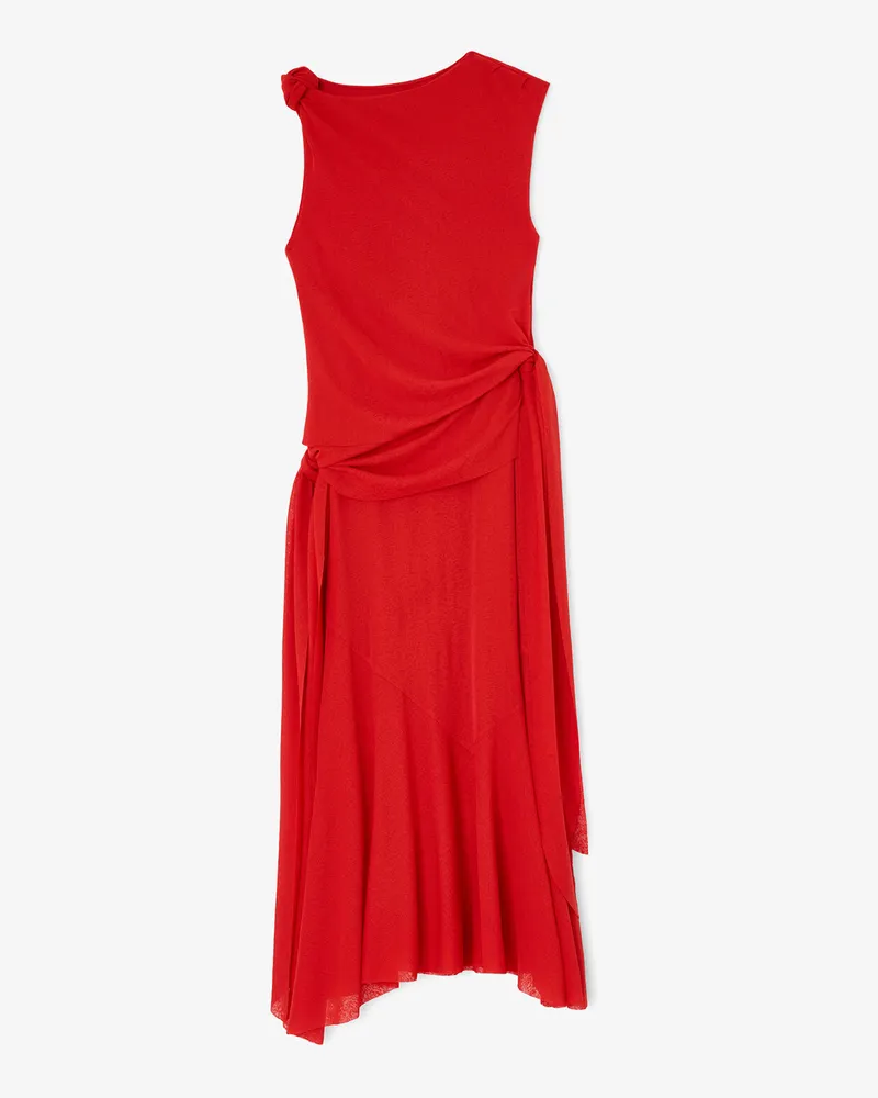 Ganni Langes Kleid aus meliertem Netzstoff - Größe Goji Berry Goji