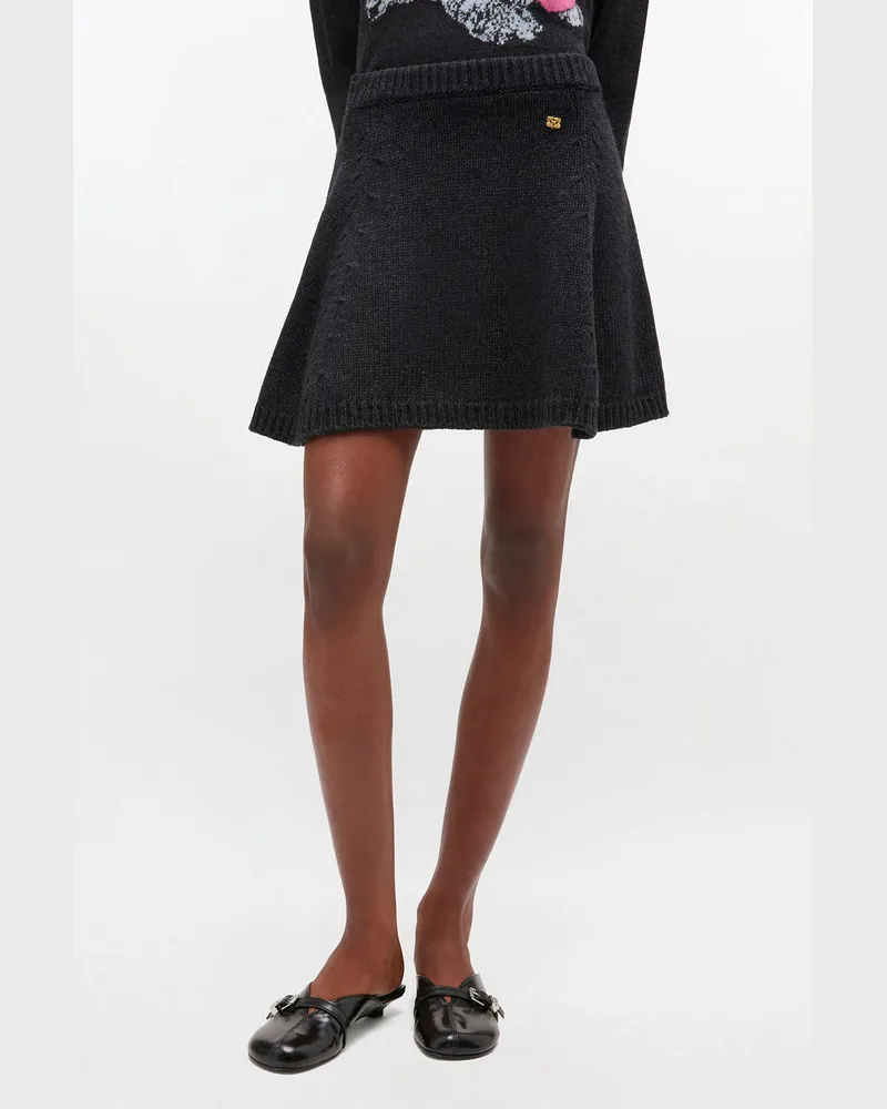 Ganni Dunkelgrauer Minirock aus Wolle gemischt Gemischt