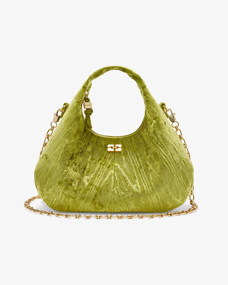 Ganni Mini-Hobo-Tasche aus Samt mit Moiré-Effekt grün Grün