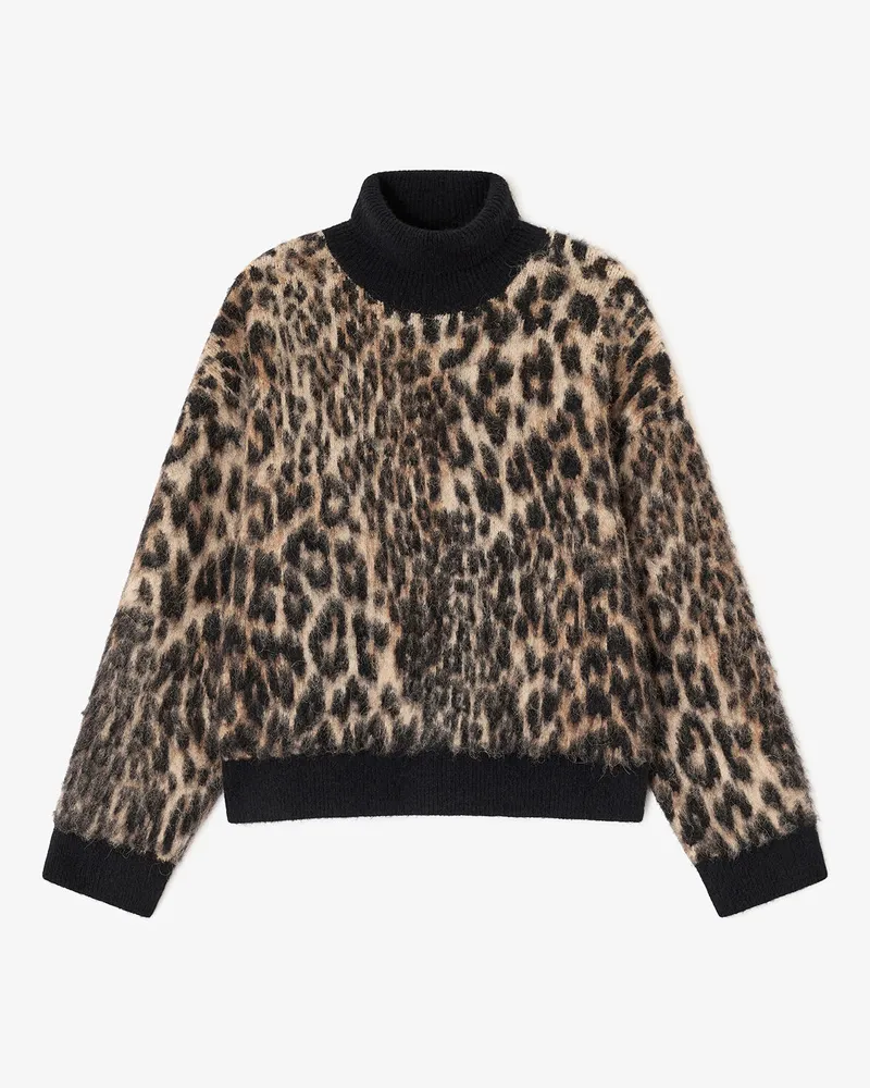 Ganni Pullover mit Stehkragen und Leopardenmuster gemischt Gemischt