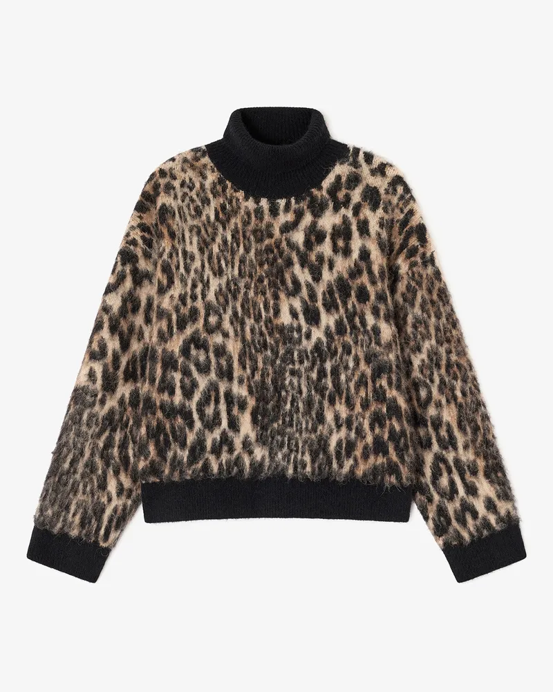 Ganni Pullover mit Stehkragen und Leopardenmuster gemischt Gemischt