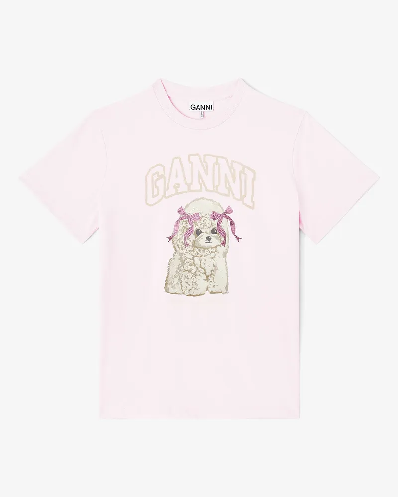 Ganni rosa Pudel-T-Shirt Bio-Baumwolle - Größe Rosa