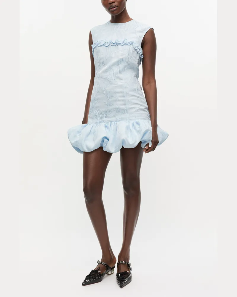 Ganni Blaues Korsett-Minikleid aus strukturiertem Cloque - Größe blau Blau