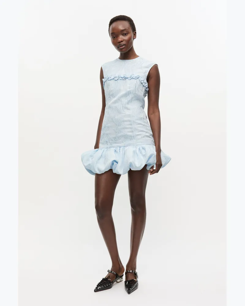 Ganni Blaues Korsett-Minikleid aus strukturiertem Cloque - Größe blau Blau