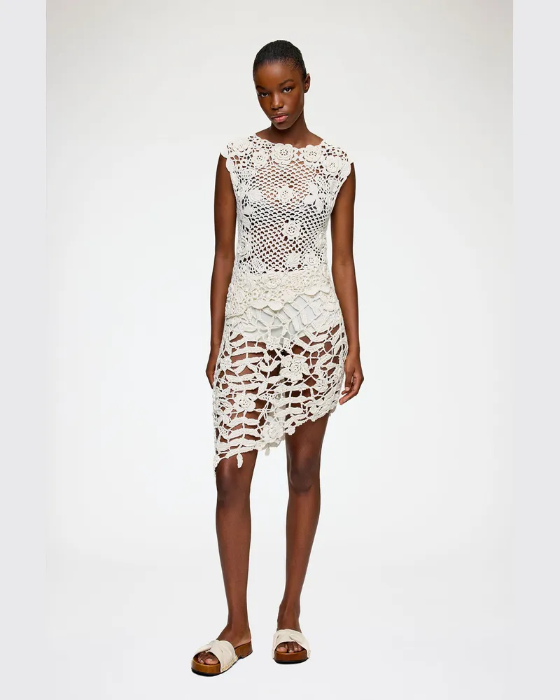 Ganni weiß Knit Top in Cotton Crochet Bio-Baumwolle - Größe Weiß