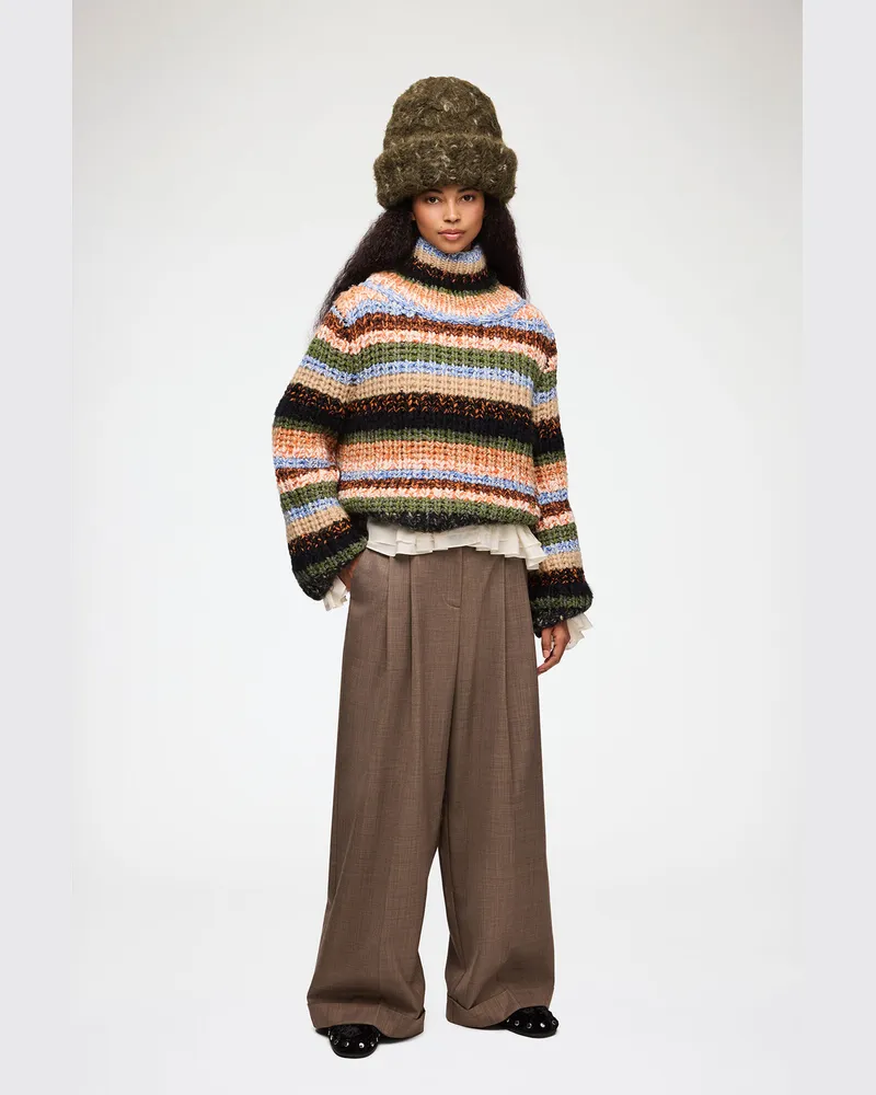 Ganni Rollkragenpullover mit Multistreifen gemischt Gemischt