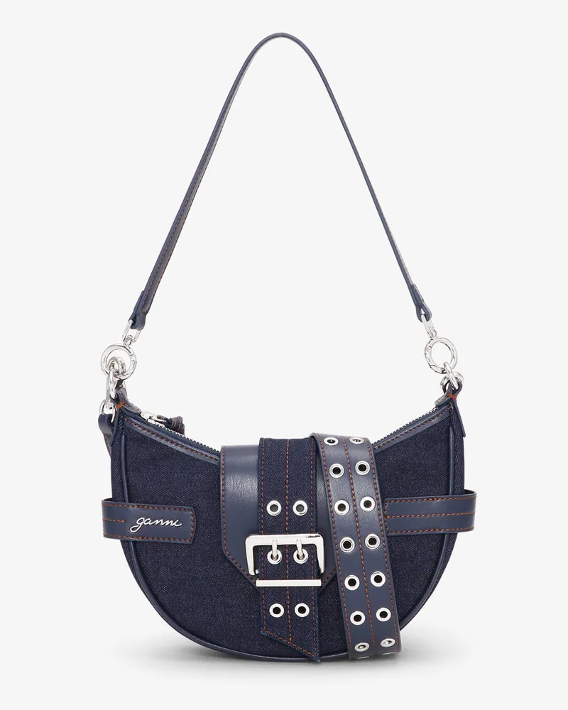 Ganni Denim Small Bucky Umhängetasche blau Blau