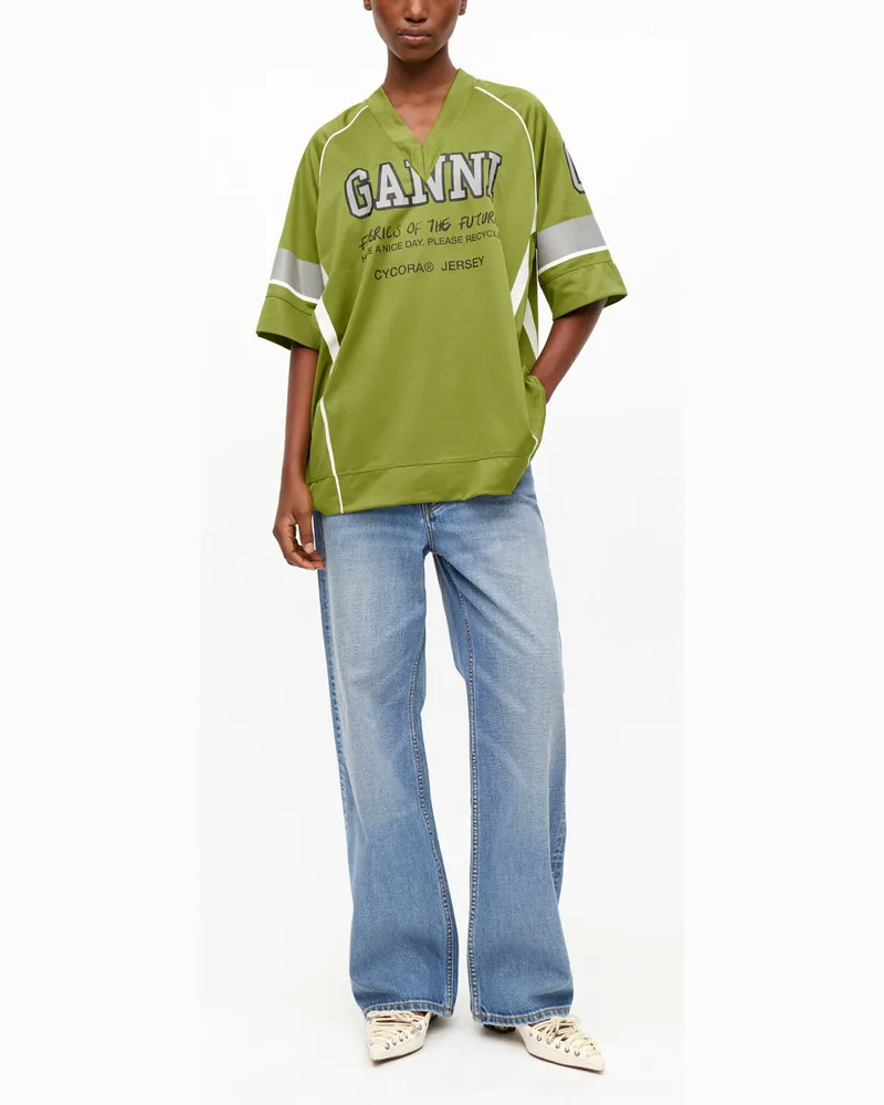Ganni Grünes League Oversized T-Shirt - Größe grün Grün