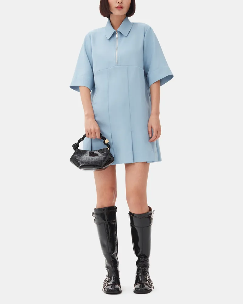 Ganni Hellblaues Mini-Kleid aus Twill-Suiting - Größe blau Blau