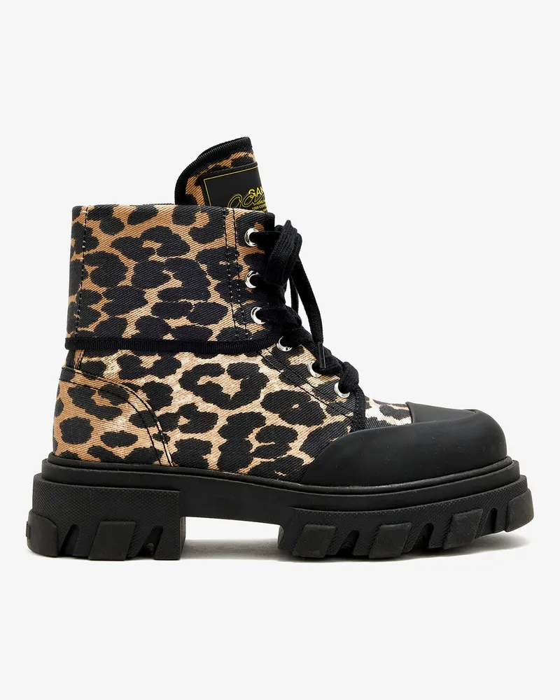 Ganni braun Trail-Stiefel aus Leoparden-Denim Bio-Baumwolle - Größe Braun