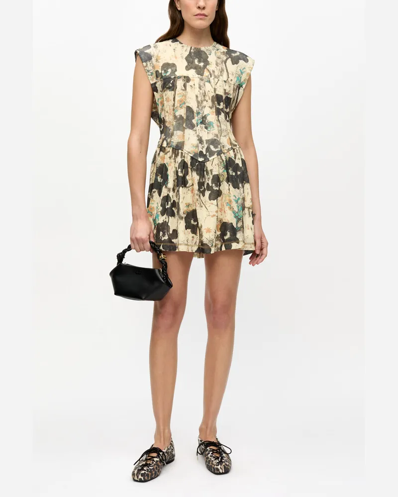 Ganni Mini-Korsettkleid aus bedrucktem Marl-Mesh - Größe beige Beige