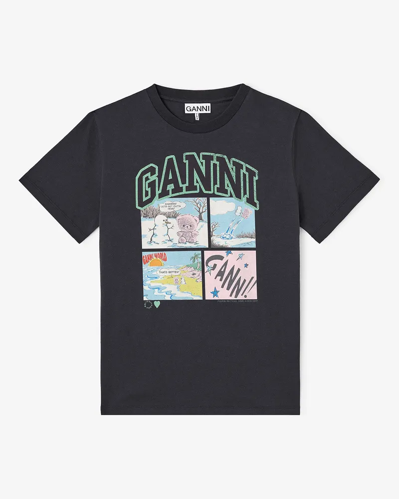 Ganni gemischt Bären-Comic-T-Shirt Bio-Baumwolle - Größe Gemischt