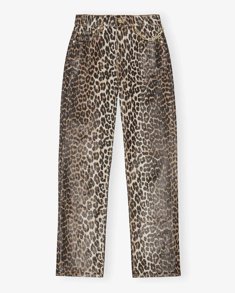 Ganni gemischt Leopard Foil Print Jeans Bio-Baumwolle - Größe Gemischt