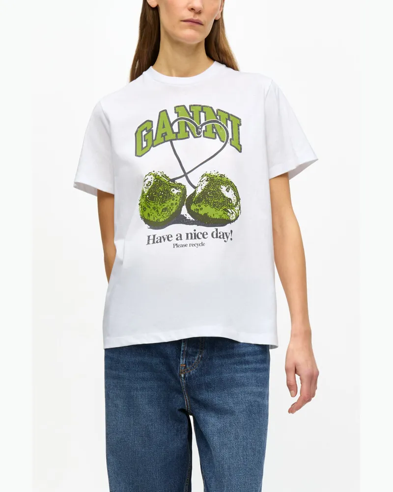Ganni weiß Weißes, lockeres Basic-T-Shirt Cherry aus Jersey Bio-Baumwolle - Größe Weiß
