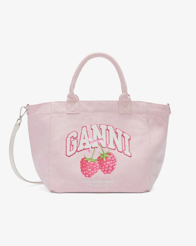 Ganni Kleine Tragetasche in Rosa weiß 