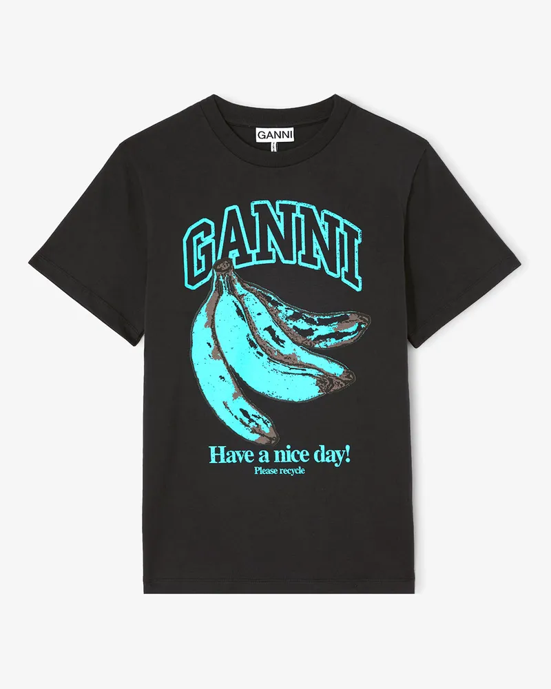 Ganni gemischt T-Shirt mit blauer Banane Bio-Baumwolle - Größe Gemischt