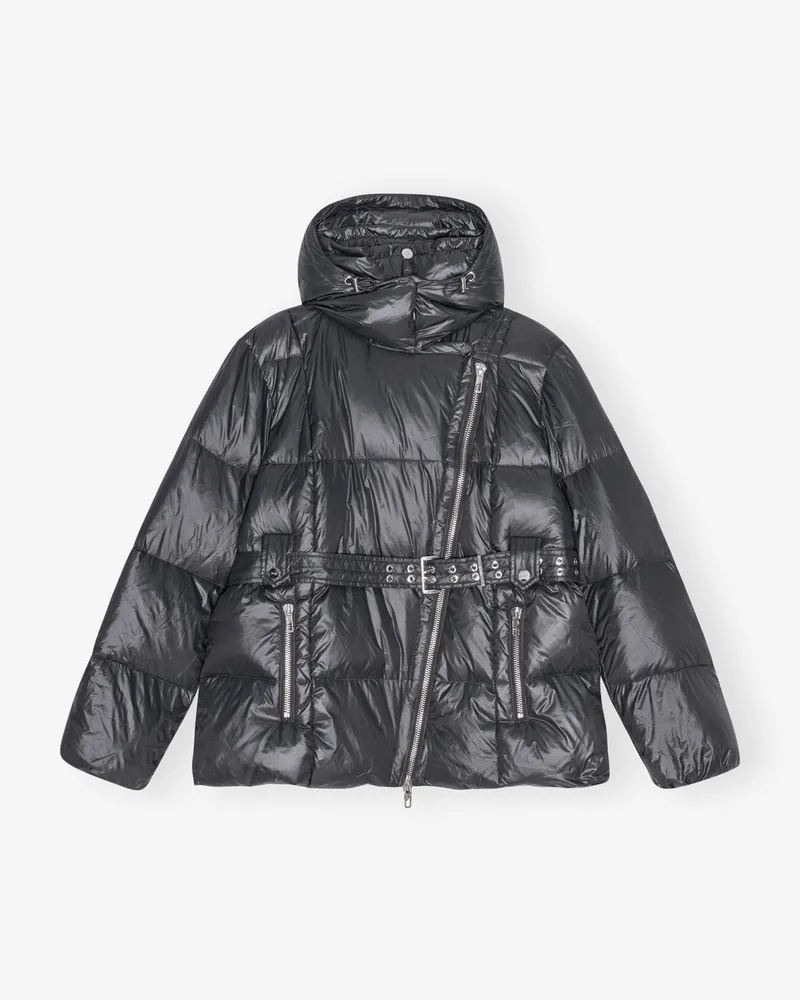 Ganni gemischt schwarz Shiny Nylon Pufferjacke Recycelte - Größe Gemischt