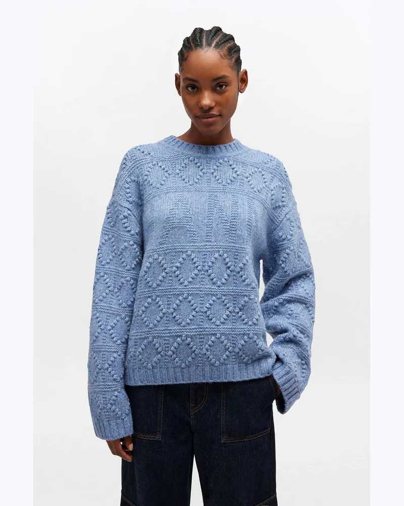 Ganni Glacier Lake Bubble-Pullover aus Baumwolle und Wolle - Größe Glacier